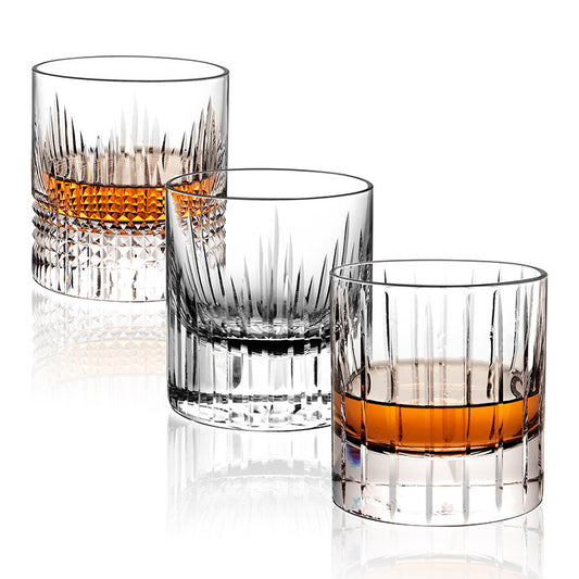 Whiskey Crystal Glass Handmade Fine Carved Wine Glass Ice Hockey Wide Mouth Light Luxury Shot Glass