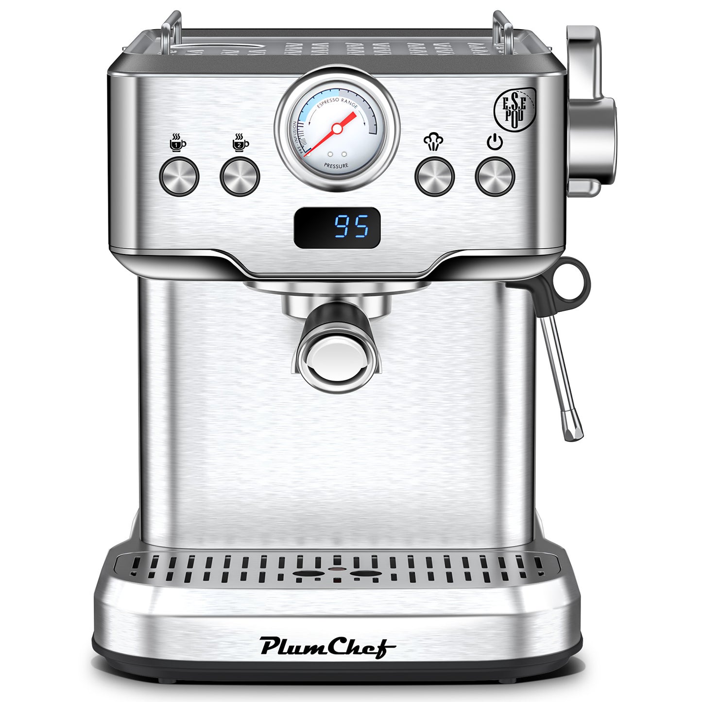 20 Bar Professional Espresso Machine With Milk Frother, Single & Double Shot, ESE Pod Compatible, Visual Display Of Pressure, Removable Water Tank For Cappuccino, Latte, Machiato For Home Barista