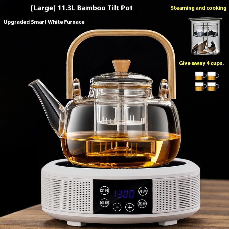 Integrated Steaming And Boiling Glass Teapot 1.3L Large Capacity
