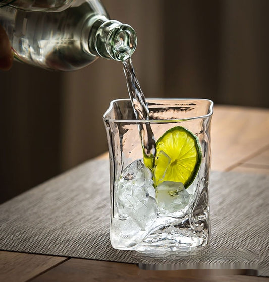 Whiskey Cup Hammered Bubble Crystal Glass