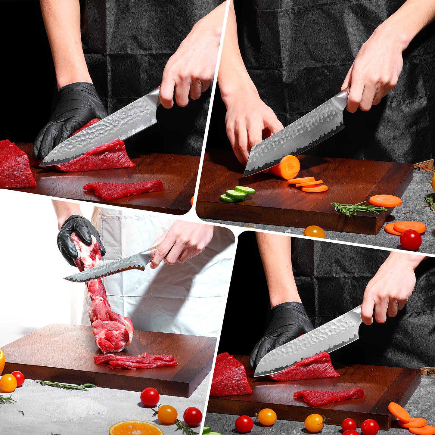 Chef Knife, Kiritsuke Knife, Santoku Knife, Boning Knife, Japanese Sharp Vegetable Knife Professional Slicing Knife With Rosewood Handle And Gift Box