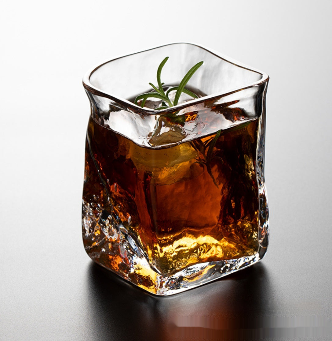 Whiskey Cup Hammered Bubble Crystal Glass