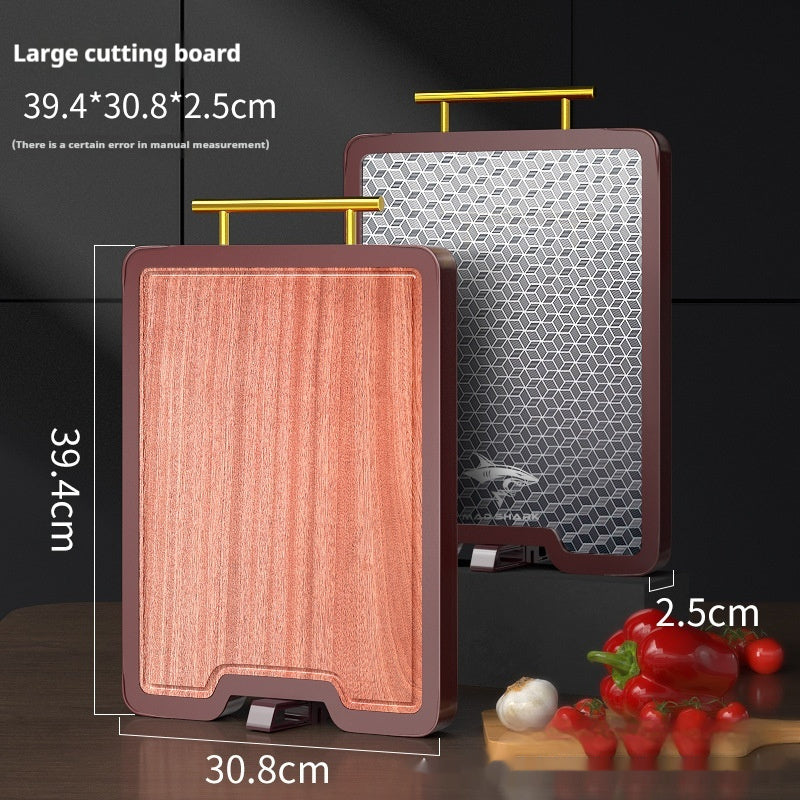 Stainless Steel Cutting Board Household Double-sided Thickened Ebony-TC Handle