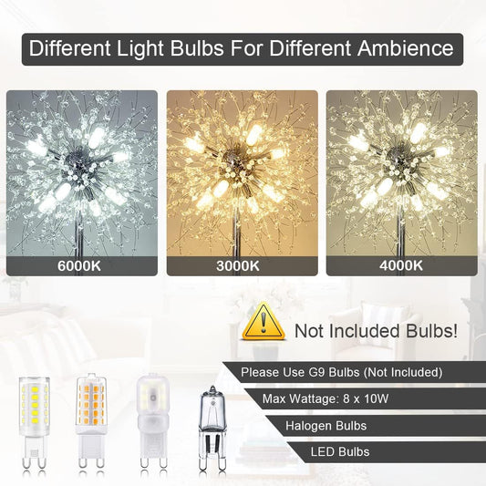 Bedroom Crystal Floor Lamp,,69 Inch High Pole Lamp,Modern Room Decorative Floor Lamp,Includes 32 Fireworks Crystal Suspenders, Chrome Finish Unavailable Platforms- Welfel