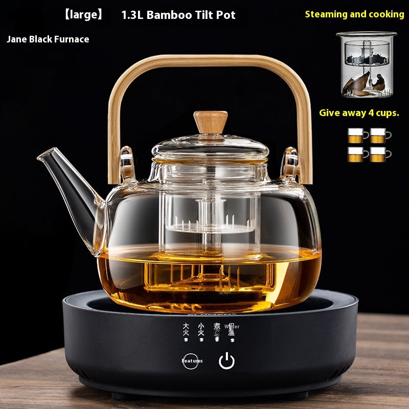 Integrated Steaming And Boiling Glass Teapot 1.3L Large Capacity