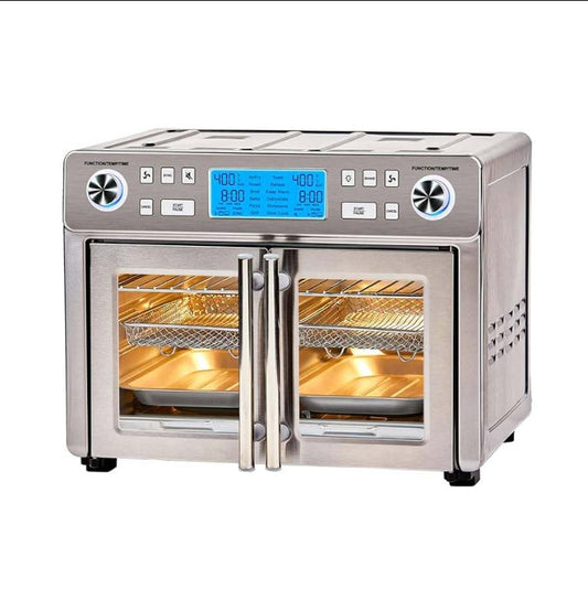 Emeril Lagasse Extra Large French Door Air Fryer Toaster Oven Combo, 24 Cooking Functions And Digital Controls, 7 Accessories Included, Stainless Steel Finish, 26QT Capacity