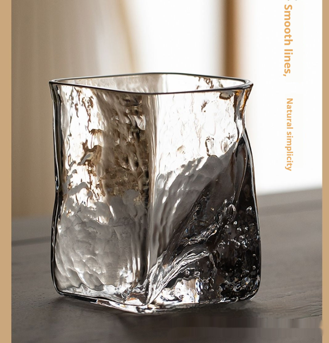 Whiskey Cup Hammered Bubble Crystal Glass