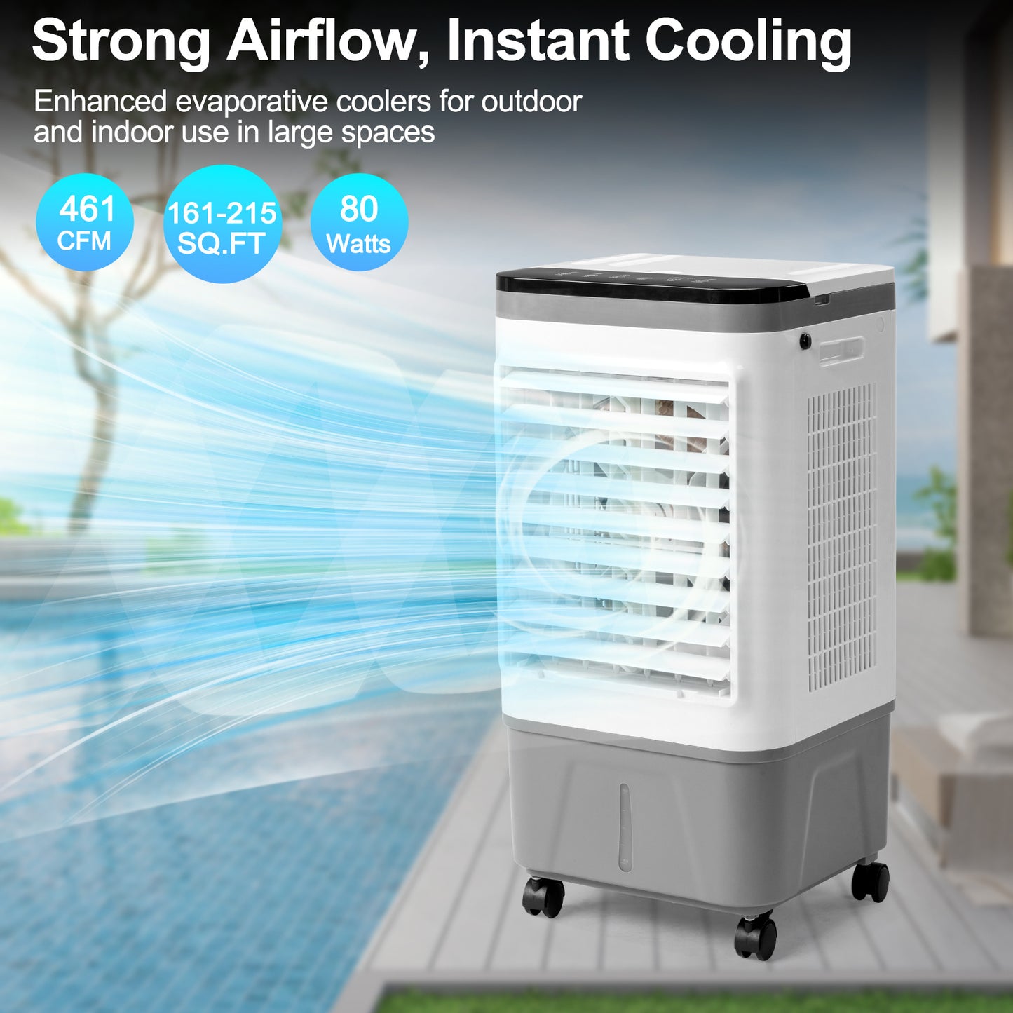 American Specification, Evaporative Air Cooler, Fan, Cooling And Humidification 3-in-1, 12-hour Timer