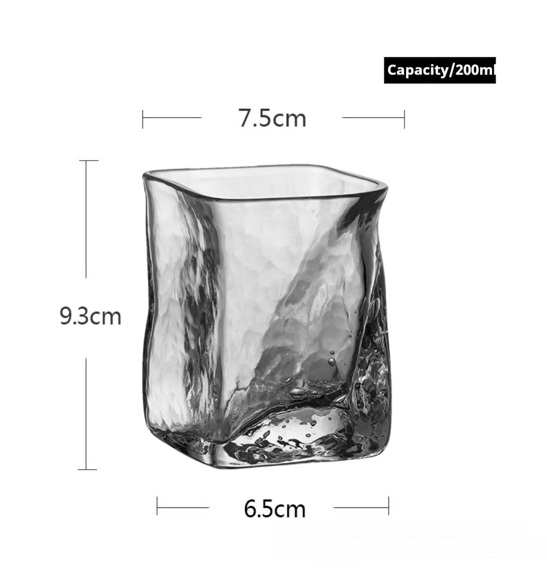 Whiskey Cup Hammered Bubble Crystal Glass