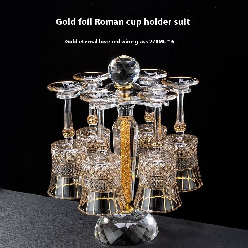European-style Gold Crystal Glass Red Wine Goblet Suit