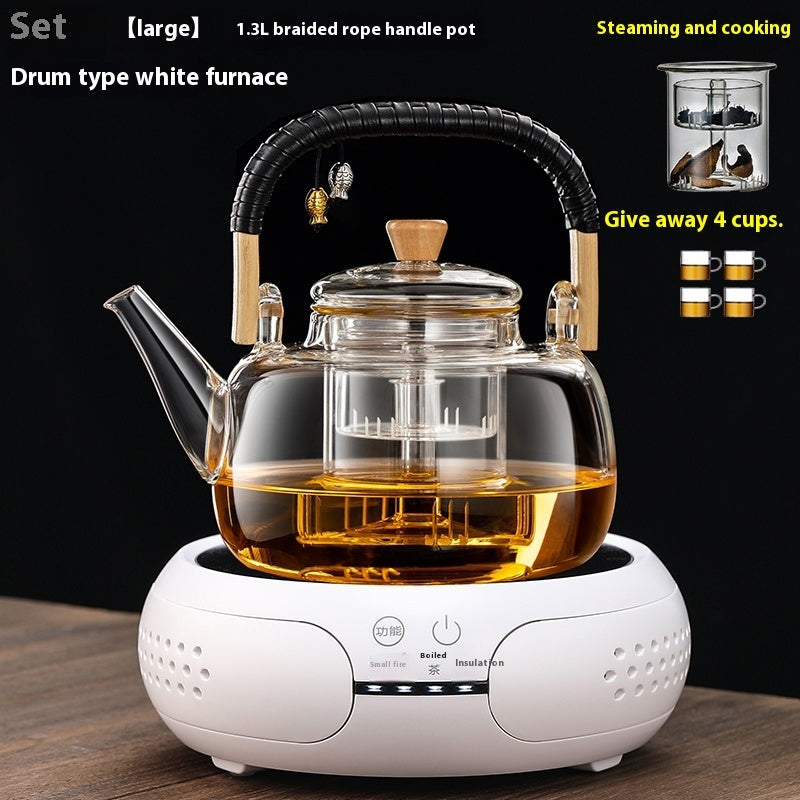Integrated Steaming And Boiling Glass Teapot 1.3L Large Capacity