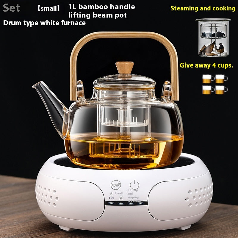 Integrated Steaming And Boiling Glass Teapot 1.3L Large Capacity