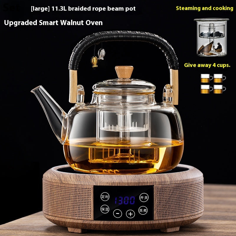 Integrated Steaming And Boiling Glass Teapot 1.3L Large Capacity