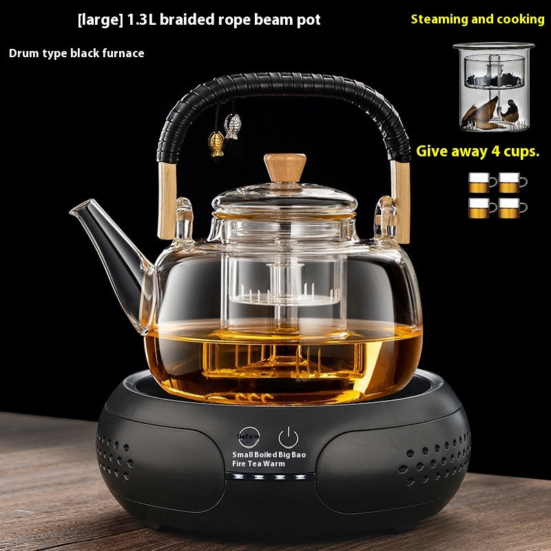 Integrated Steaming And Boiling Glass Teapot 1.3L Large Capacity