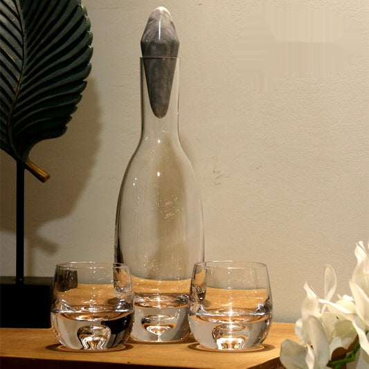 Transparent One Pot Two Cups Wine Set Suit Large Capacity Glass Light Luxury Household