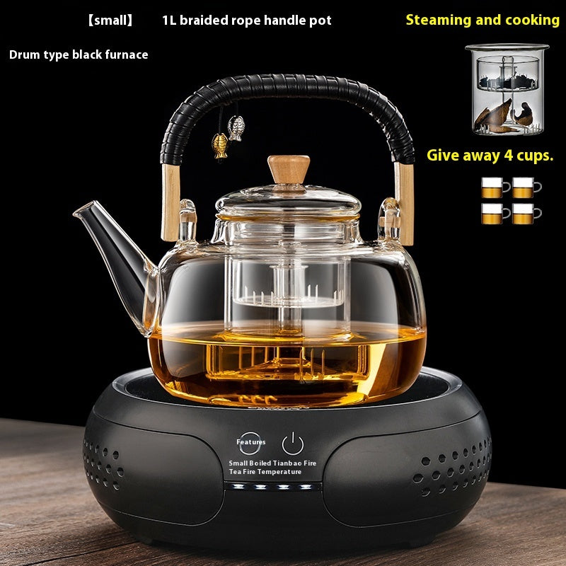 Integrated Steaming And Boiling Glass Teapot 1.3L Large Capacity