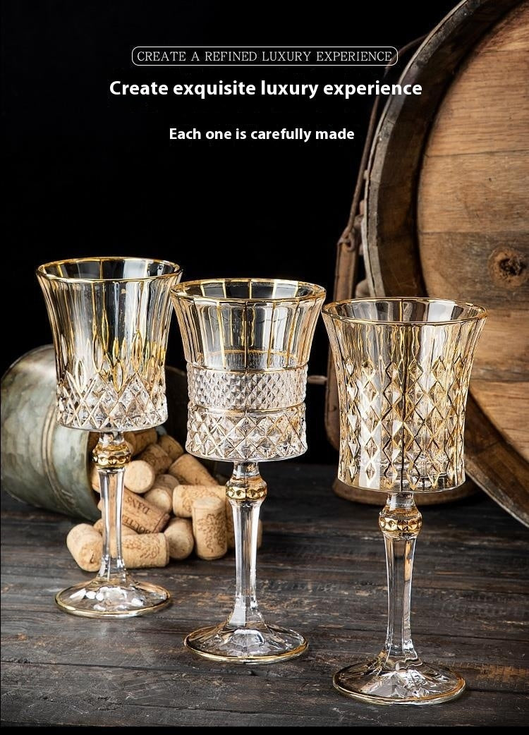 European-style Gold Crystal Glass Red Wine Goblet Suit