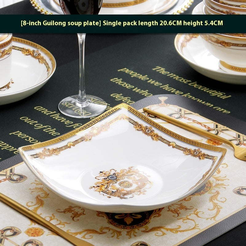 Tangshan Bone Tableware European Household Bowl Plate Dish Bowl