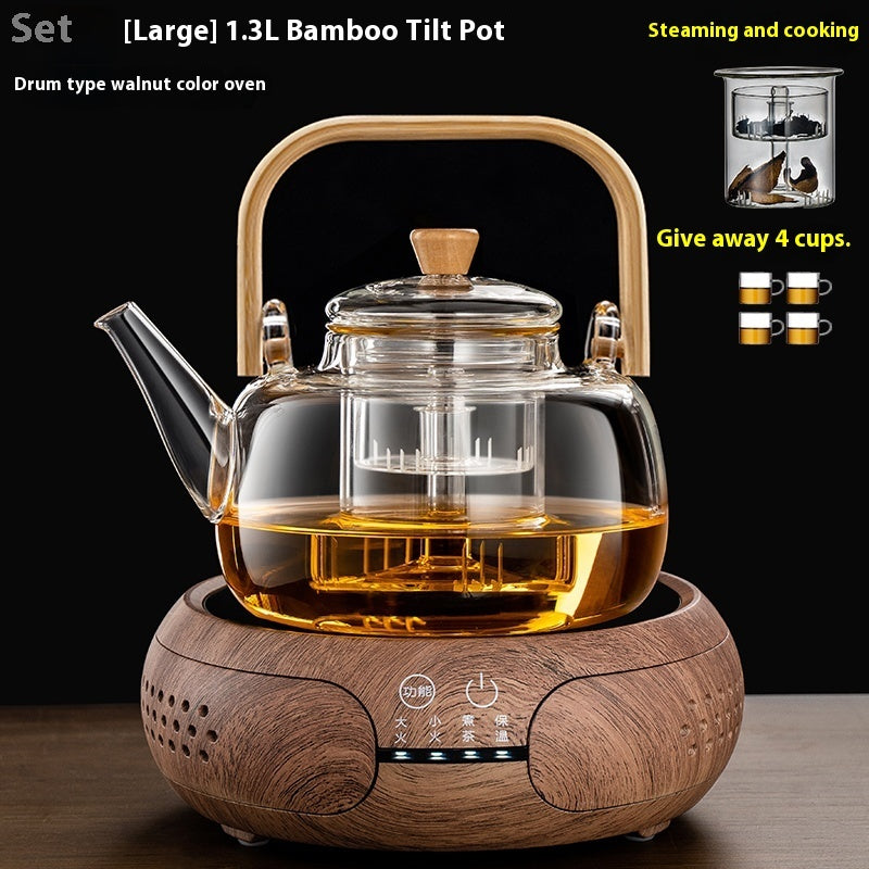 Integrated Steaming And Boiling Glass Teapot 1.3L Large Capacity