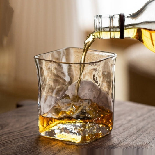 Whiskey Cup Hammered Bubble Crystal Glass