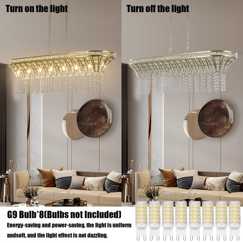 Modern Champagne Gold Kitchen Island Lamp - Oval Crystal Ceiling Chandelier Unavailable Platform- Temu