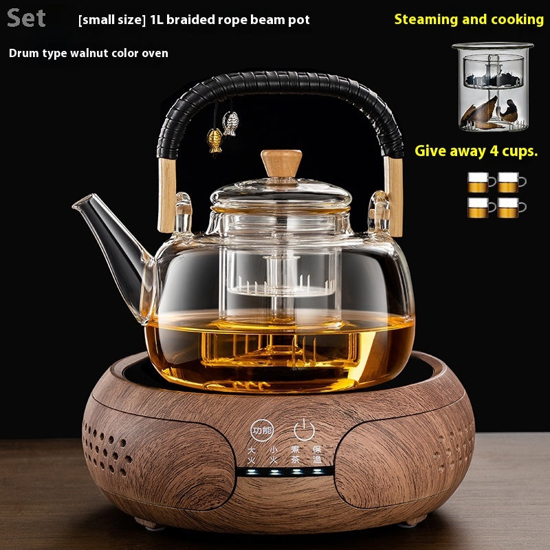 Integrated Steaming And Boiling Glass Teapot 1.3L Large Capacity