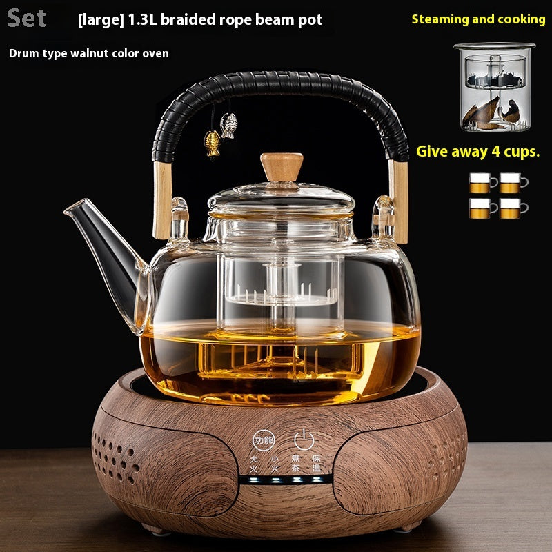 Integrated Steaming And Boiling Glass Teapot 1.3L Large Capacity