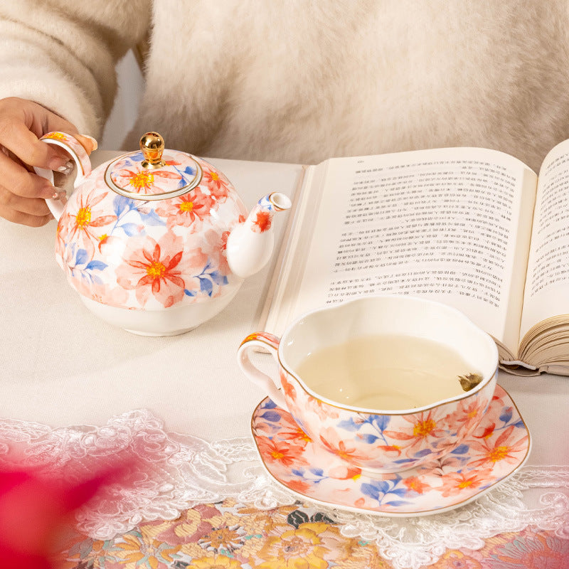 French Pastoral Style High Bone China Tea Set Suit