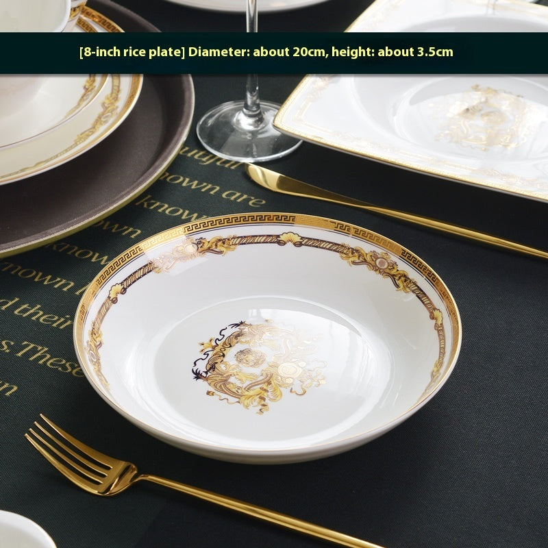Tangshan Bone Tableware European Household Bowl Plate Dish Bowl