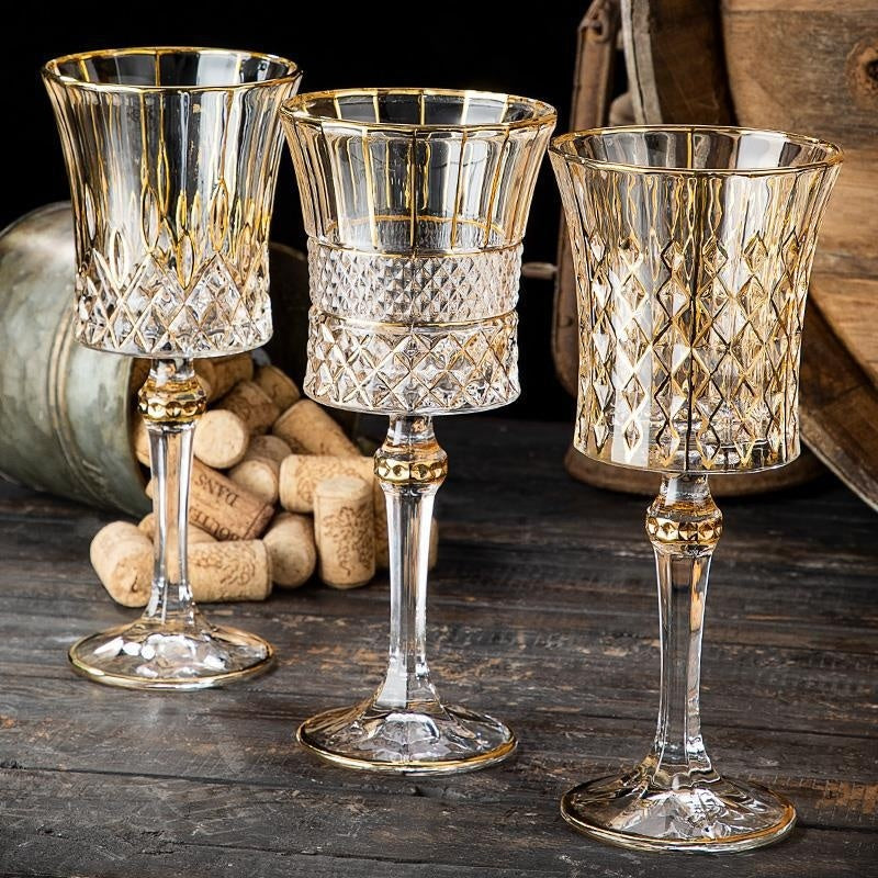 European-style Gold Crystal Glass Red Wine Goblet Suit
