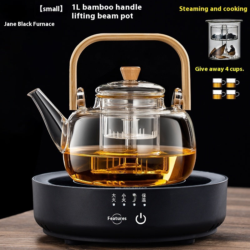 Integrated Steaming And Boiling Glass Teapot 1.3L Large Capacity