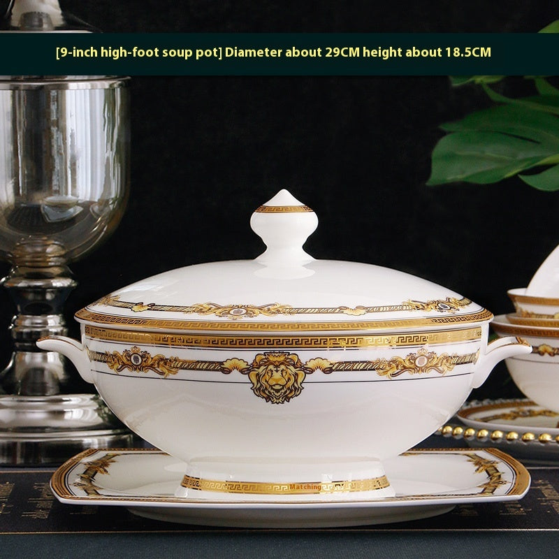 Tangshan Bone Tableware European Household Bowl Plate Dish Bowl