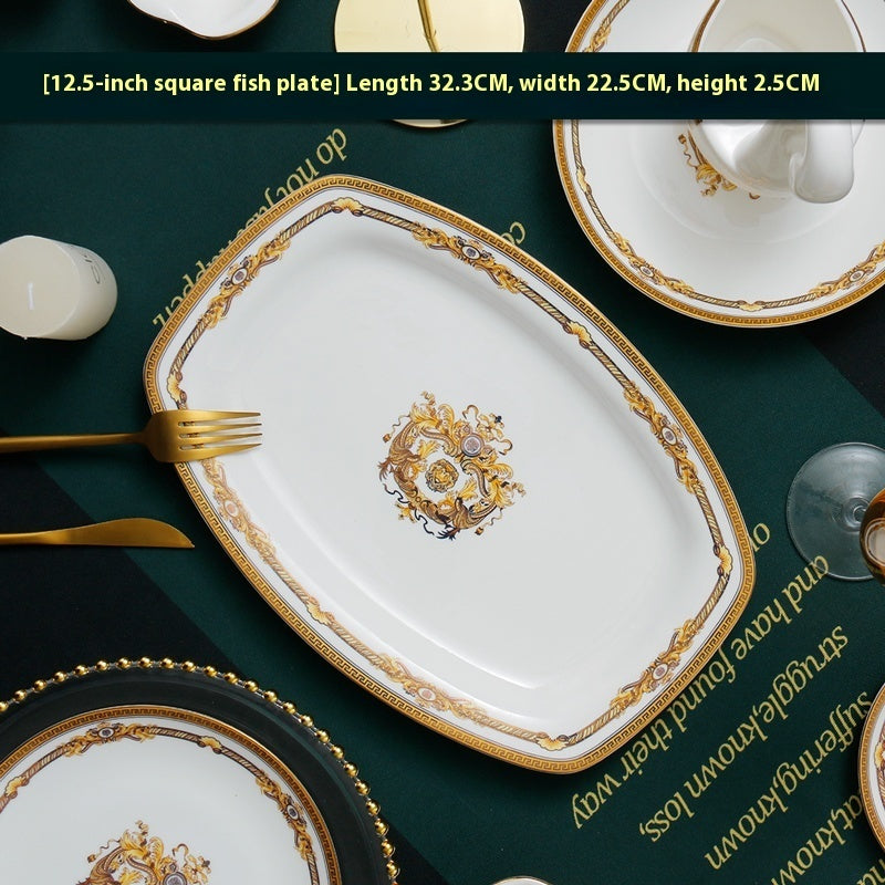 Tangshan Bone Tableware European Household Bowl Plate Dish Bowl
