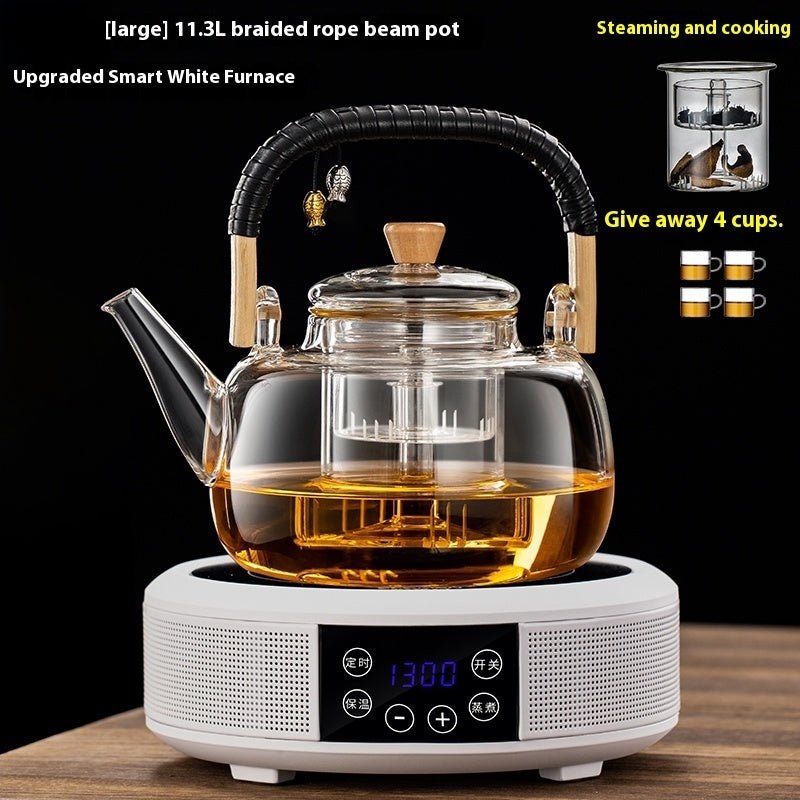 Integrated Steaming And Boiling Glass Teapot 1.3L Large Capacity