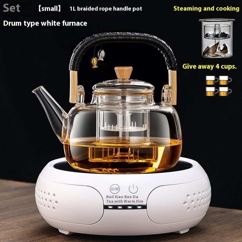 Integrated Steaming And Boiling Glass Teapot 1.3L Large Capacity
