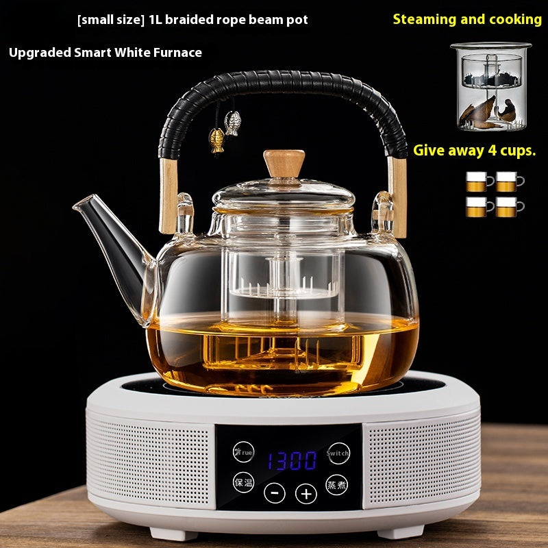 Integrated Steaming And Boiling Glass Teapot 1.3L Large Capacity