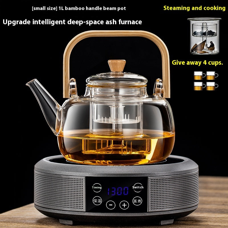 Integrated Steaming And Boiling Glass Teapot 1.3L Large Capacity