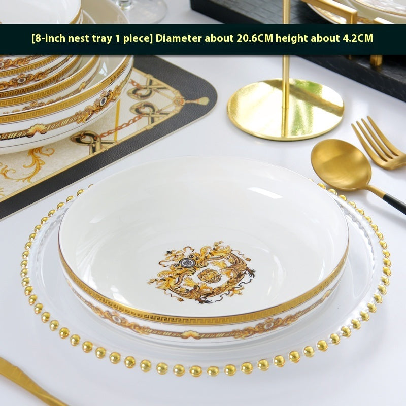 Tangshan Bone Tableware European Household Bowl Plate Dish Bowl