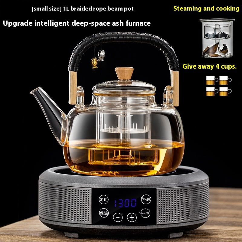 Integrated Steaming And Boiling Glass Teapot 1.3L Large Capacity