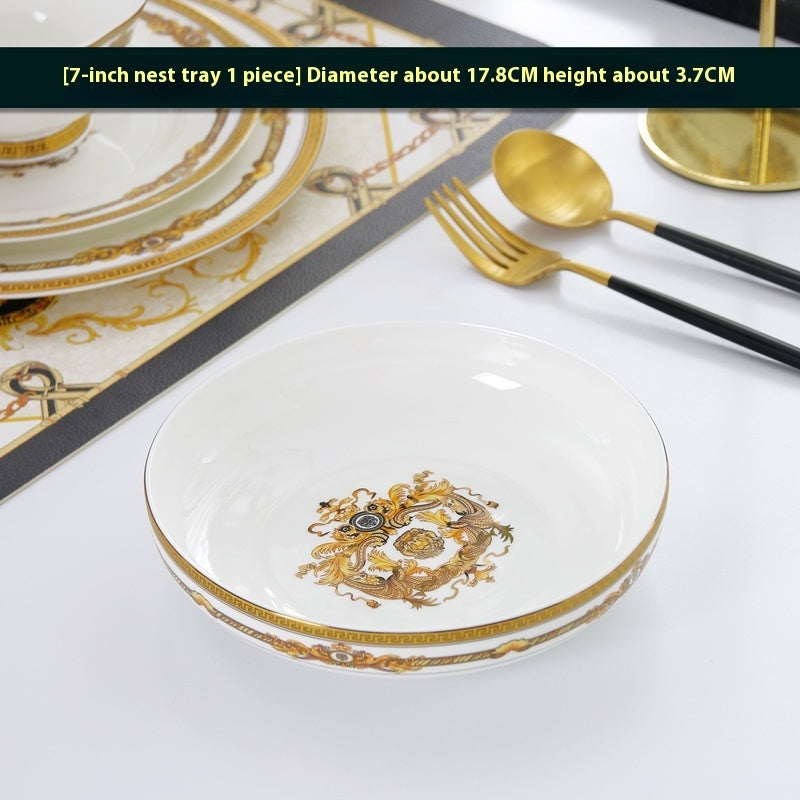 Tangshan Bone Tableware European Household Bowl Plate Dish Bowl