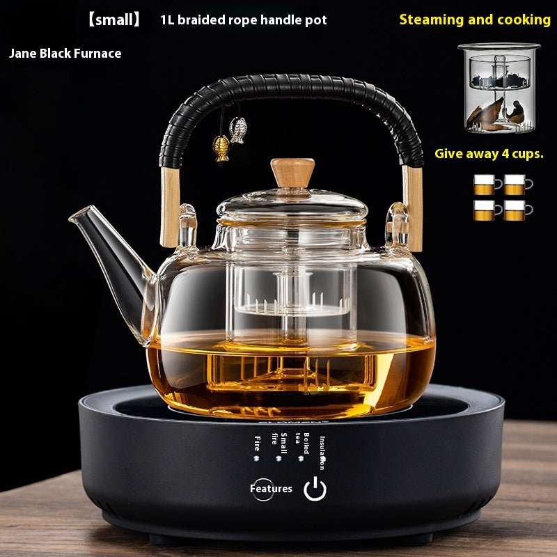 Integrated Steaming And Boiling Glass Teapot 1.3L Large Capacity