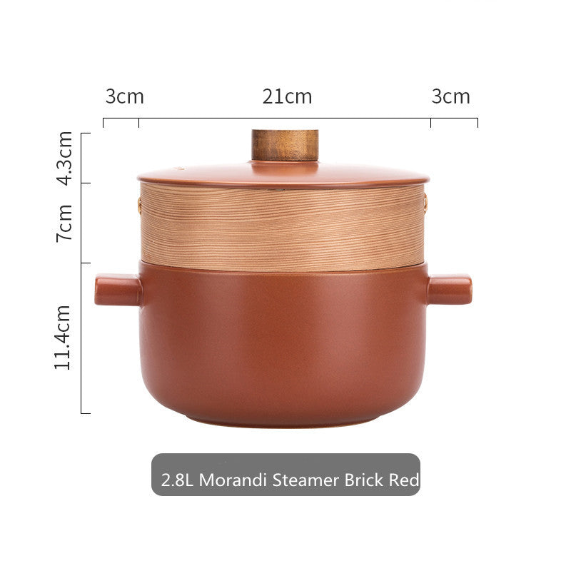 Morandi Casserole Household Porridge Soup And Gas Stove Special High Temperature Porcelain Pot With Steamer