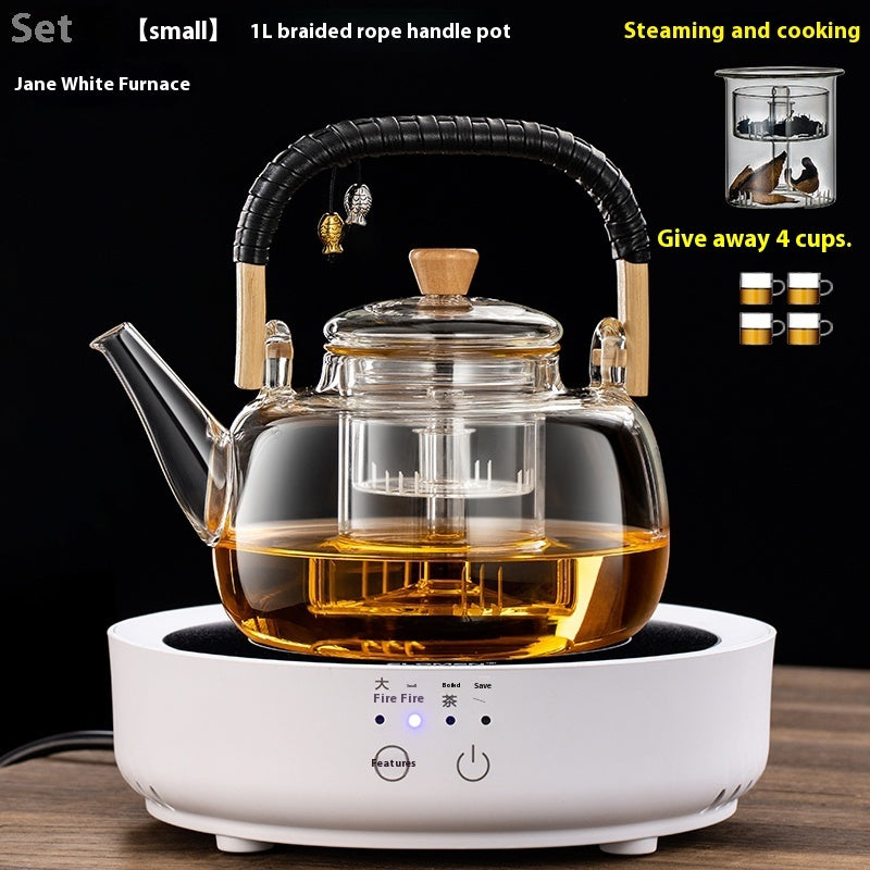 Integrated Steaming And Boiling Glass Teapot 1.3L Large Capacity