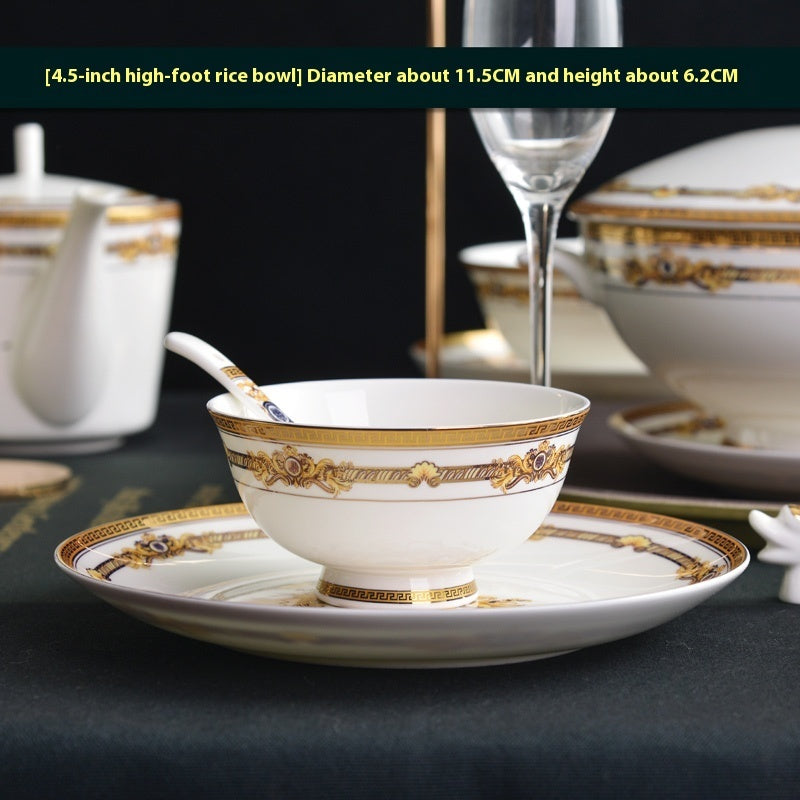 Tangshan Bone Tableware European Household Bowl Plate Dish Bowl
