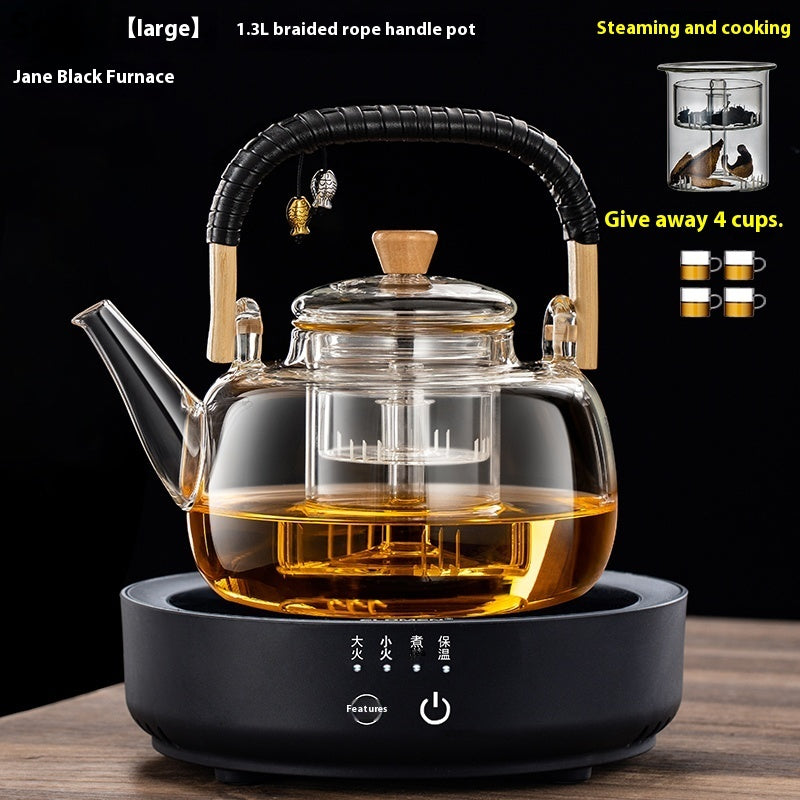 Integrated Steaming And Boiling Glass Teapot 1.3L Large Capacity
