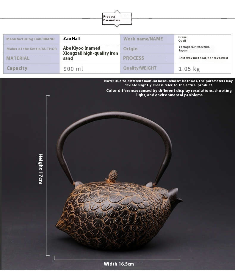 Handmade Uncoated Japanese Fish Pattern Old Teapot Quail Iron Pot