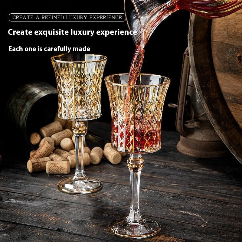 European-style Gold Crystal Glass Red Wine Goblet Suit