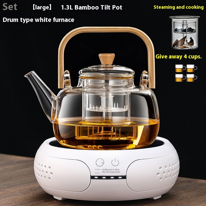 Integrated Steaming And Boiling Glass Teapot 1.3L Large Capacity