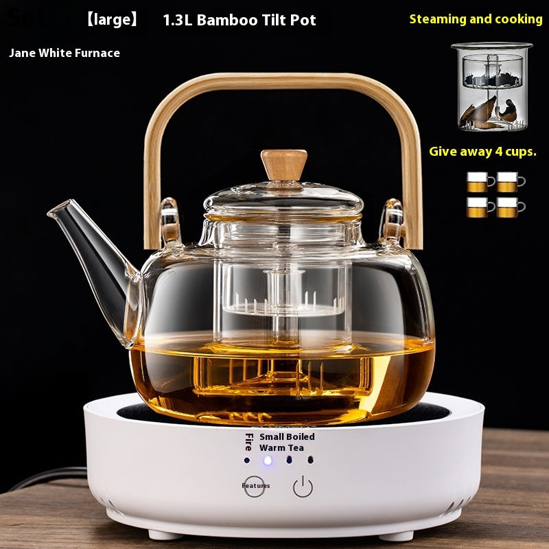 Integrated Steaming And Boiling Glass Teapot 1.3L Large Capacity