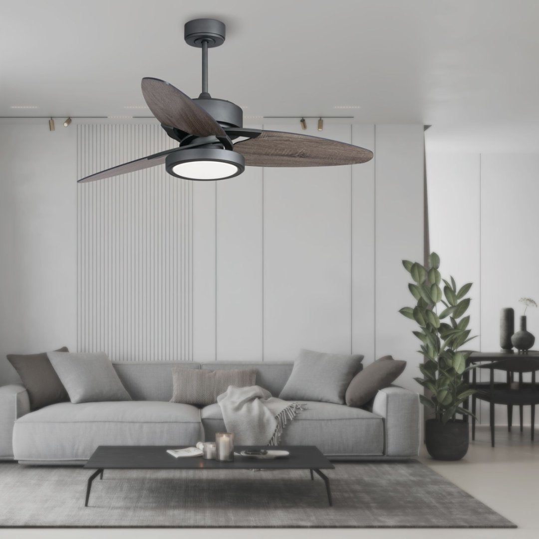 Light Pro 52 In. LED Indoor Jet Black Smart Ceiling Fan With Light Kit And Reversible DC Motor
